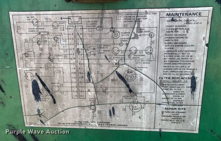 image for item JT9741 1992 Sullair 185DPQ-JD air compressor