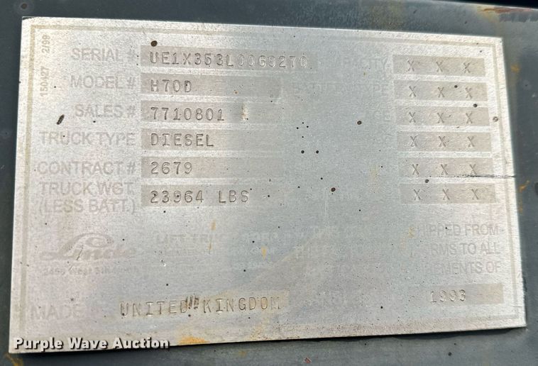 image for item MV9187 2000 Linde H70D forklift