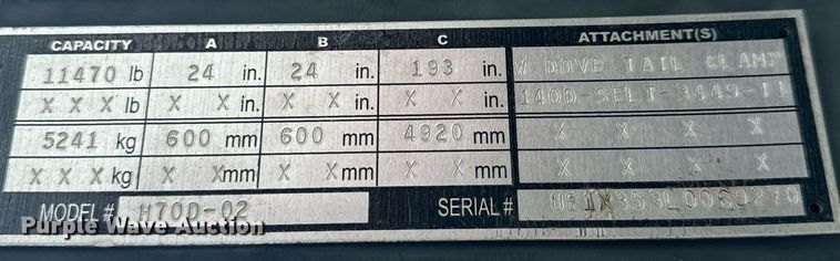 image for item MV9187 2000 Linde H70D forklift