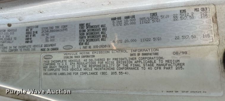 image for item MV9231 1999 Sterling L-Line crane truck