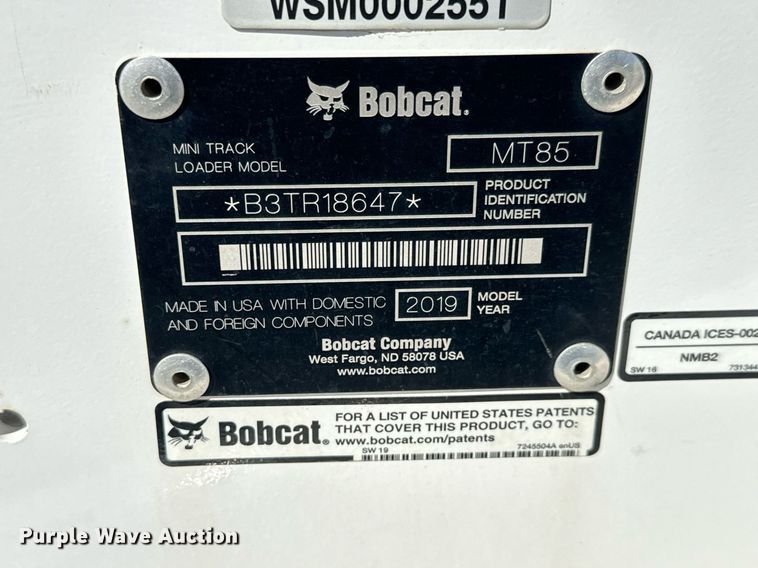 image for item MV9266 2019 Bobcat MT85 compact utility loader