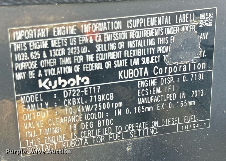 image for item MV9269 2014 Bobcat 324M mini excavator