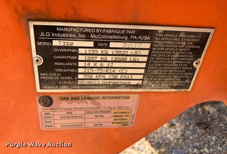 image for item NX9210 2017 JLG T350 boom lift