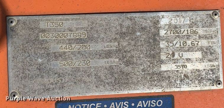 image for item NX9210 2017 JLG T350 boom lift