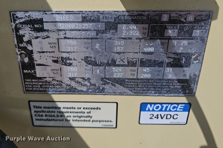 image for item NX9211 2020 JLG 3246ES scissor lift