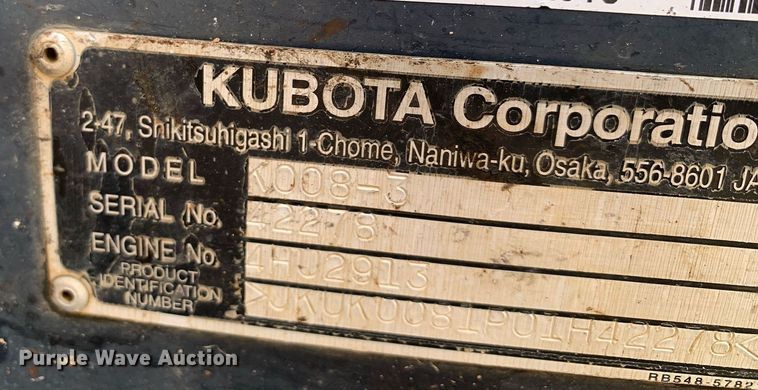 image for item NX9212 2018 Kubota  K008-3 mini excavator