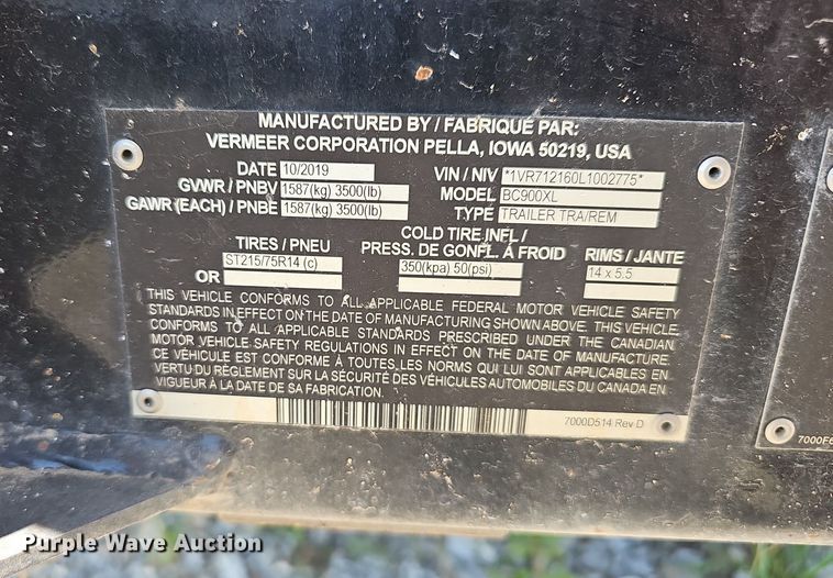 image for item NX9228 2019 Vermeer BC900XL wood chipper