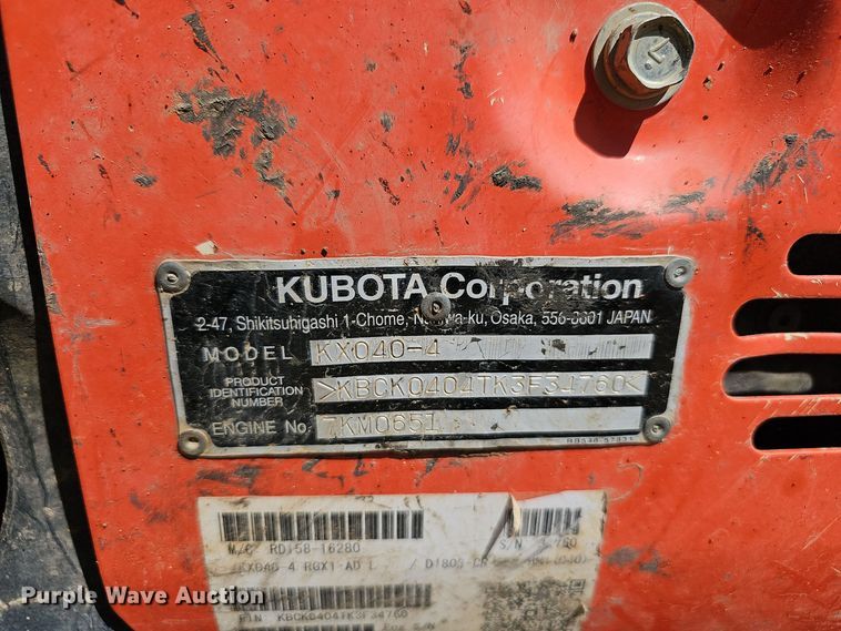 image for item NX9240 2019 Kubota  KX040-4 mini excavator