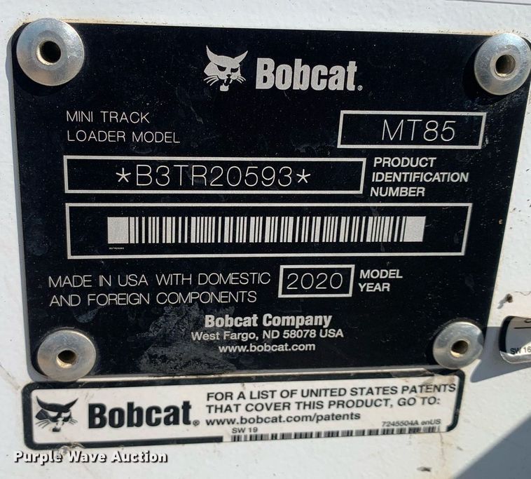 image for item NX9241 2020 Bobcat MT85 compact utility loader