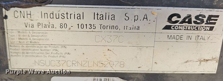 image for item NX9288 2017 Case  CX37C mini excavator