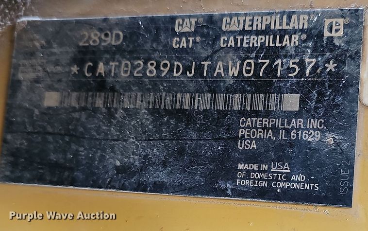 image for item NX9290 2017 Caterpillar  289D tracked skid steer loader