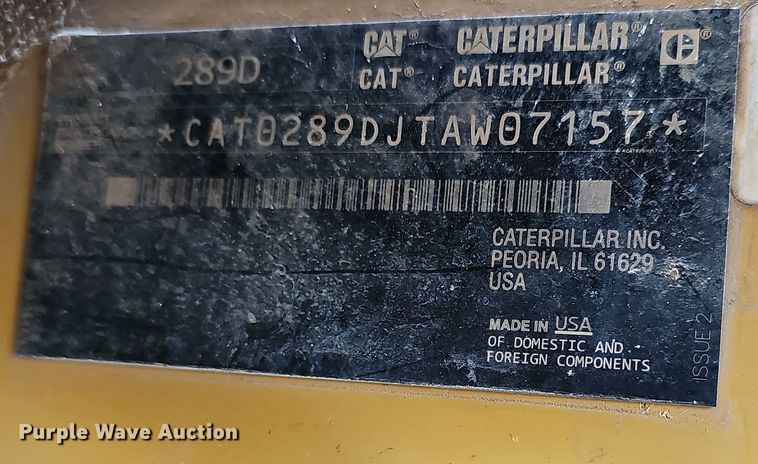 image for item NX9290 2017 Caterpillar  289D tracked skid steer loader