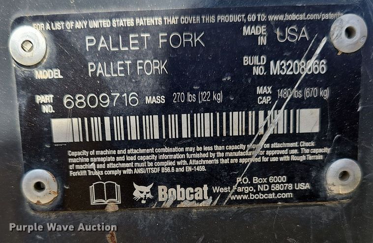 image for item NX9294 Bobcat  skid steer forks