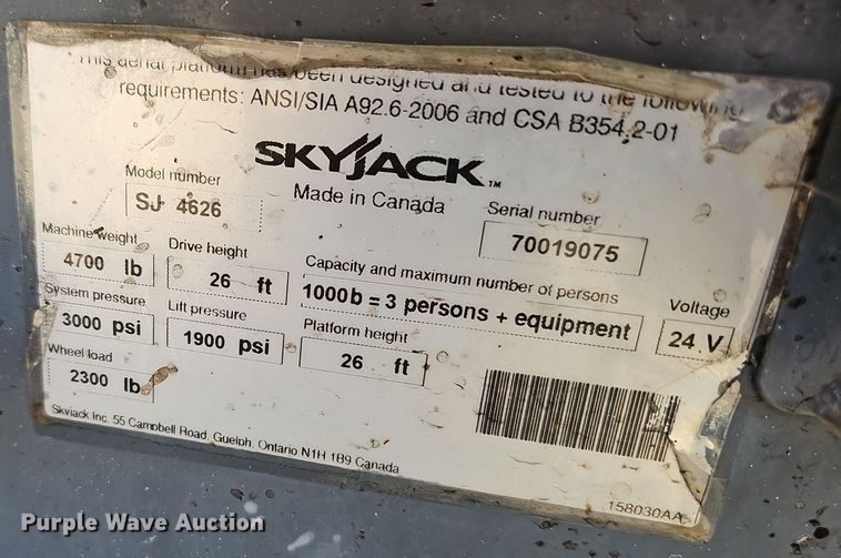 image for item NX9372 2014 Skyjack  SJIII 4626 scissor lift