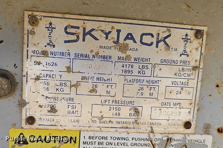 image for item NX9373 1997 Skyjack  SJIII 4626 scissor lift