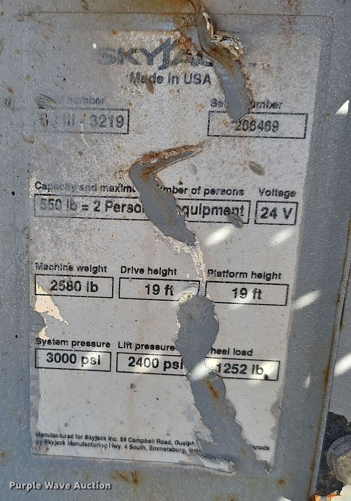image for item NX9381 2007 Skyjack  SJIII 3219 scissor lift