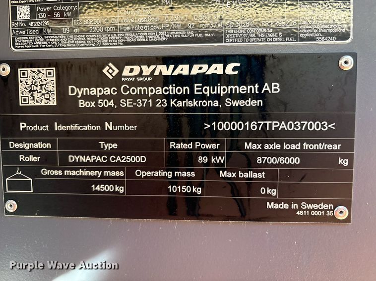 image for item EE0000 2024 Dynapac  CA2500D SEISMIC single drum vibratory roller