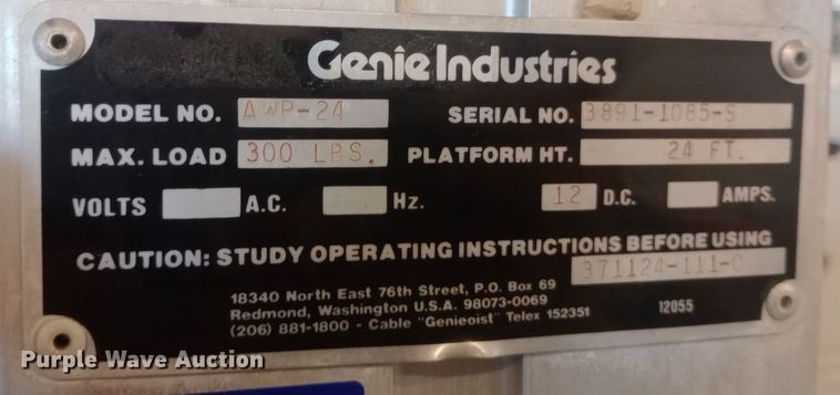 image for item DH1496 Genie AWP-24 vertical lift