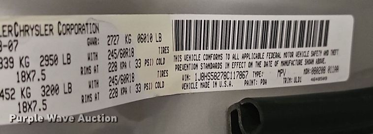 image for item DQ5158 2008 Jeep Grand cherokee limited SUV