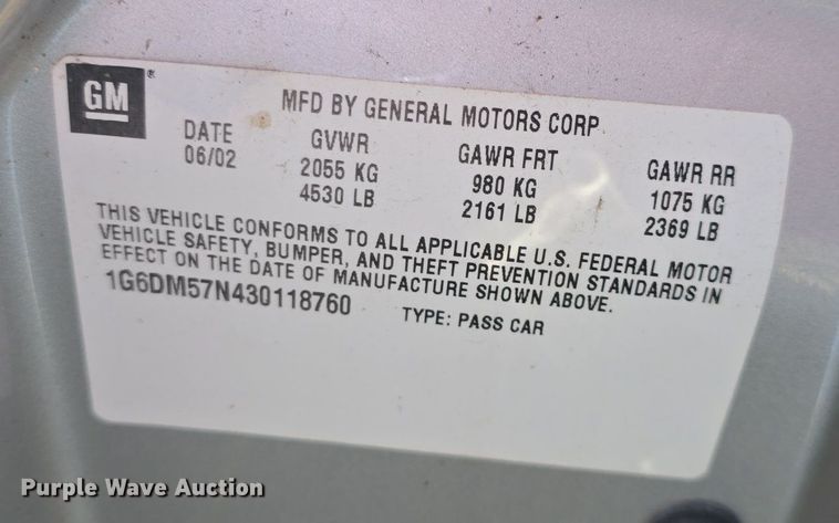 image for item DQ5191 2003 Cadillac  CTS 