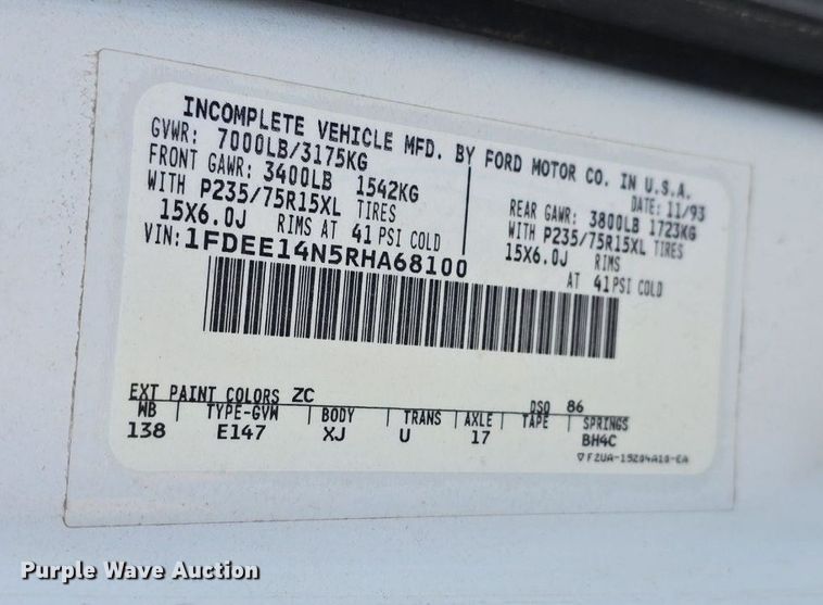 image for item DQ5201 1994 Ford  Mark II Econoline  van