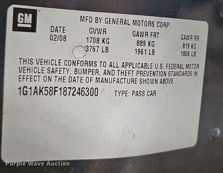 image for item DQ5208 2008 Chevrolet Cobalt LT 