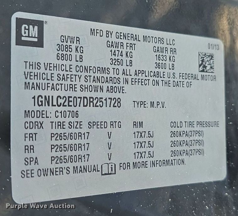 image for item DQ5216 2013 Chevrolet Tahoe Police SUV