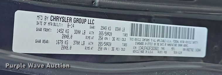 image for item DQ5218 2015 Jeep Grand Cherokee  SUV