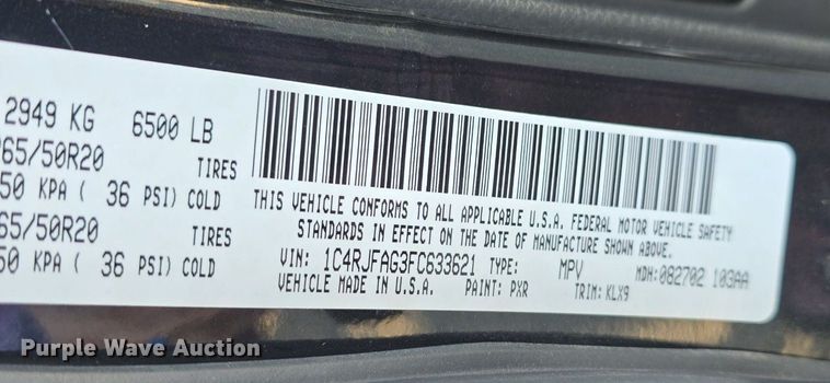 image for item DQ5218 2015 Jeep Grand Cherokee  SUV