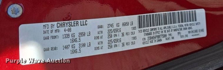 image for item DQ5221 2008 Dodge Grand Caravan  van