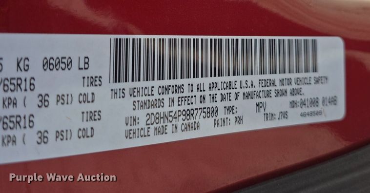 image for item DQ5221 2008 Dodge Grand Caravan  van