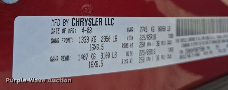 image for item DQ5221 2008 Dodge Grand Caravan  van