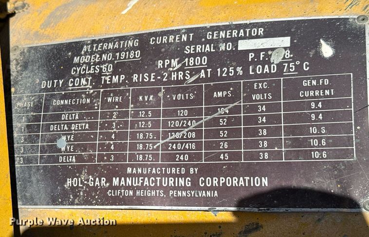 image for item DX1390 2003 Onan J120-S generator