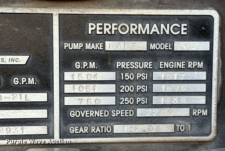 image for item DX1448 2005 HME 1872 pumper fire truck