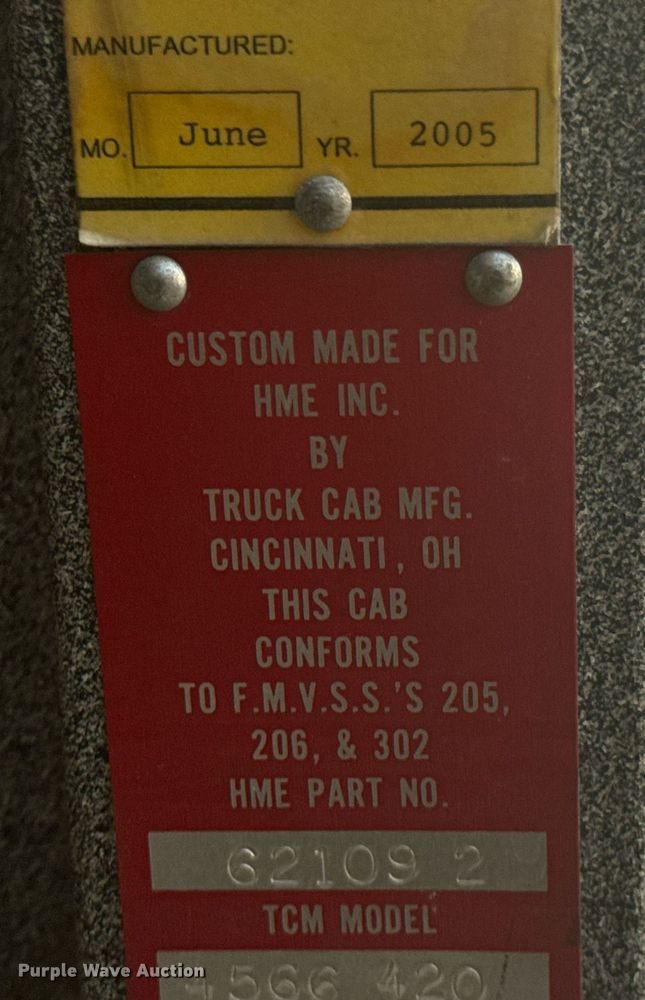 image for item DX1448 2005 HME 1872 pumper fire truck