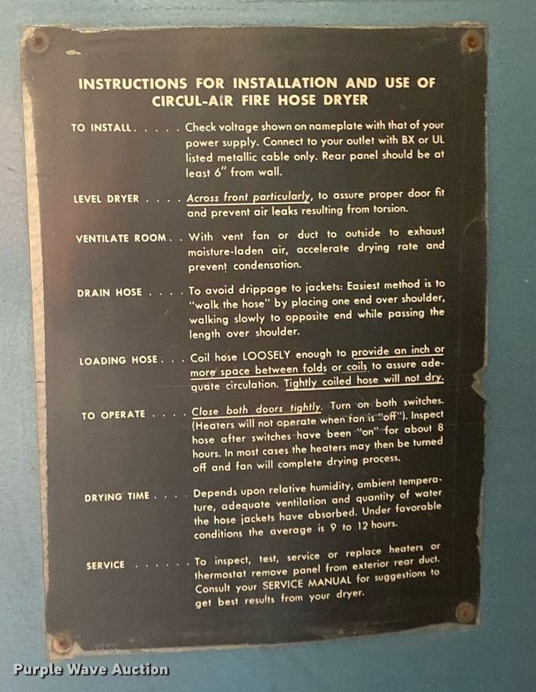 image for item EE8600 Circul-Air  CXL-500-4 fire hose dryer 