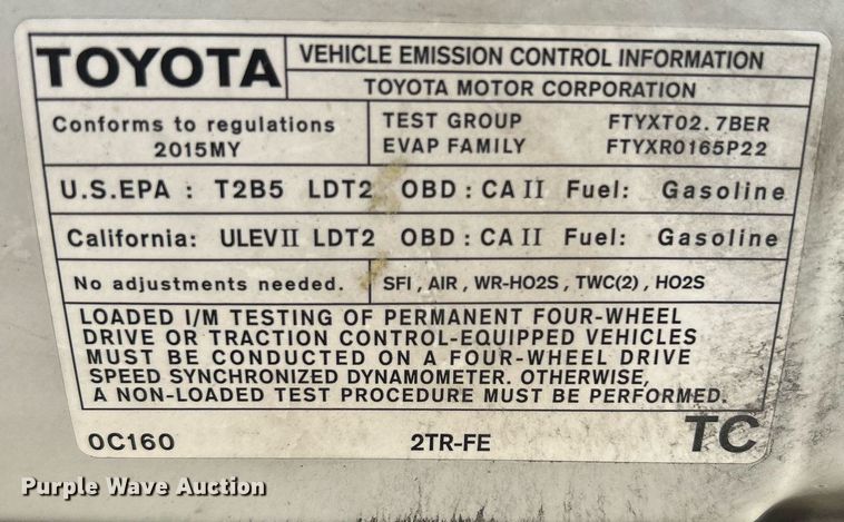 image for item EG0568 2015 Toyota Tacoma Access Cab pickup truck