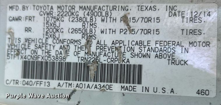 image for item EG0568 2015 Toyota Tacoma Access Cab pickup truck