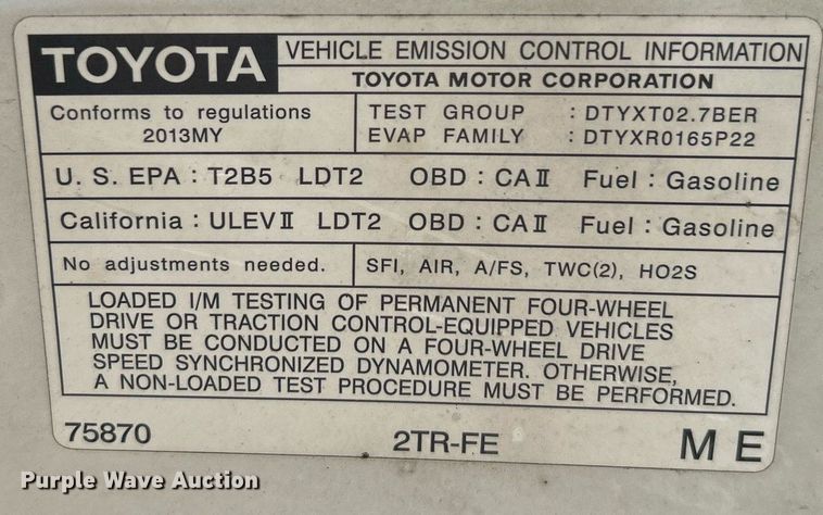 image for item EG0569 2013 Toyota Tacoma Access Cab pickup truck