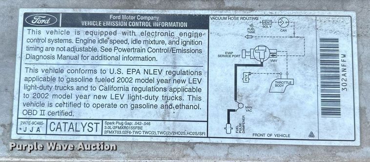 image for item EG0579 2002 Ford Ranger SuperCab pickup truck