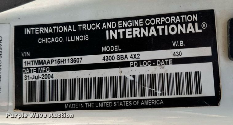 image for item EG6759 2005 International 4300 SBA  dump truck