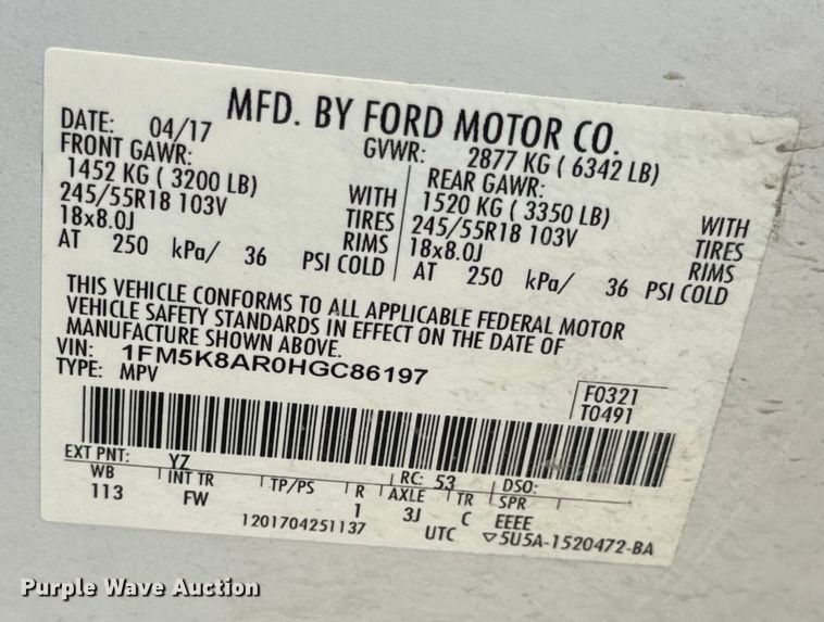 image for item EH6983 2017 Ford Explorer Police Interceptor SUV