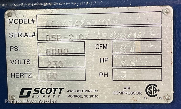 image for item EJ2941 Scott Safety AC0404252110 tank refill system