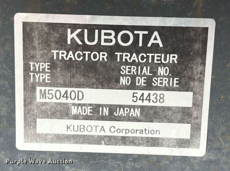 image for item EJ3009 Kubota M5040D MFWD tractor