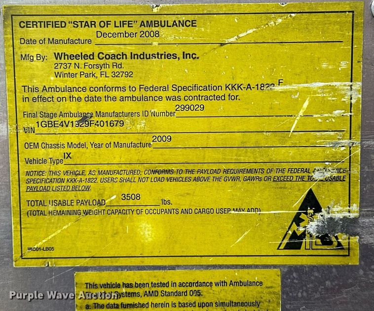 image for item EJ4841 2009 Chevrolet  C4500 ambulance