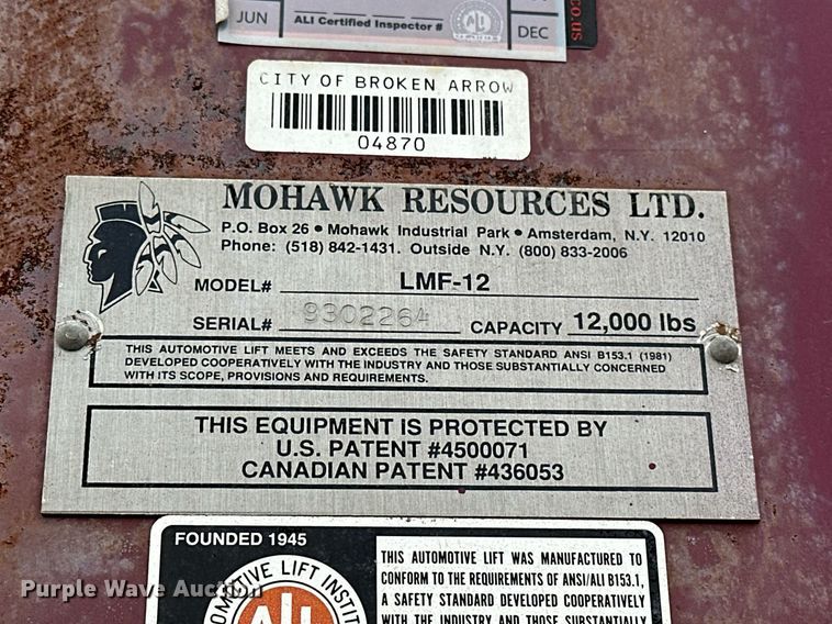 image for item EJ4851 Mowhawk LMF-12 automotive lift 