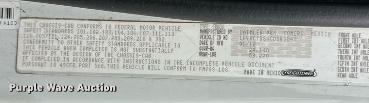 image for item EK0023 2012 Freightliner Business Class M2 refuse truck