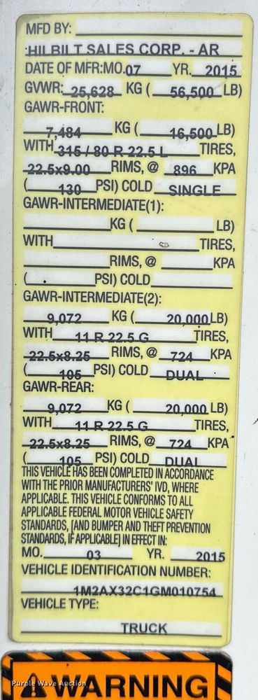 image for item EK0024 2016 Mack Granite GU433 dump truck