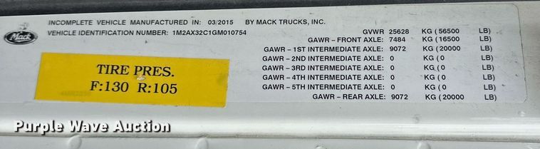 image for item EK0024 2016 Mack Granite GU433 dump truck