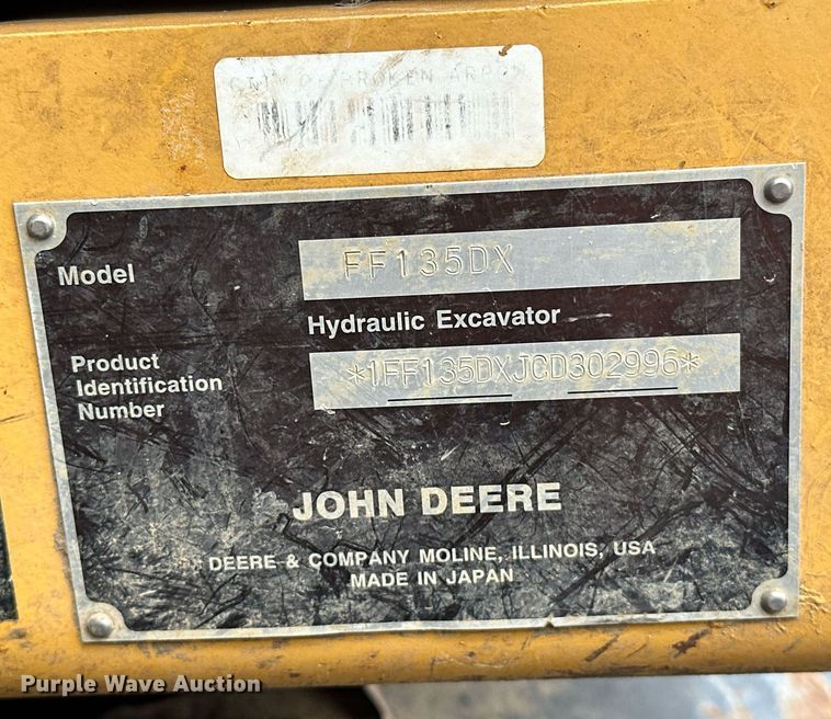 image for item EK0046 2012 John Deere FF135DX excavator